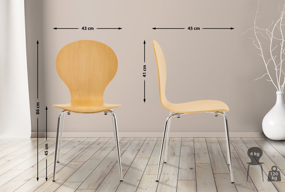 16 er Set Besucherstühle aus Holz natura - Maisons Du Monde