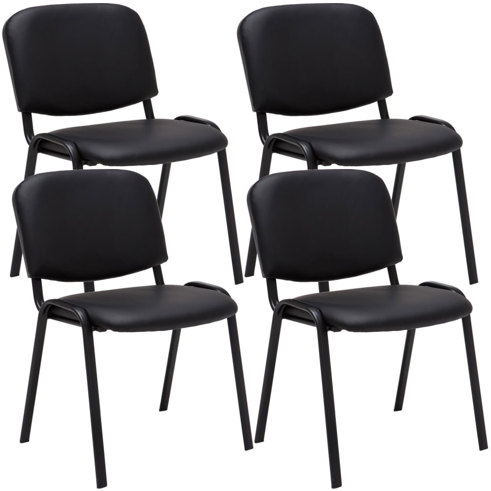 CLP 4er Set Besucherstühle mit Metallgestell aus Kunstleder schwarz style modern - Pvc - Polyvinlychlorid