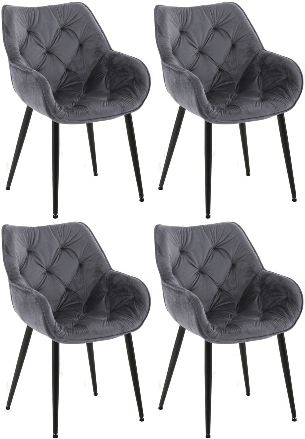CLP 4er Set Stühle mit Metallgestell und Sitz aus Samt dunkelgrau style modern - Samt