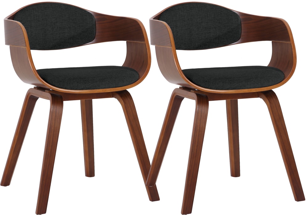 Lot 2 chaises avec pieds en bois assise en stoff noyer / noir