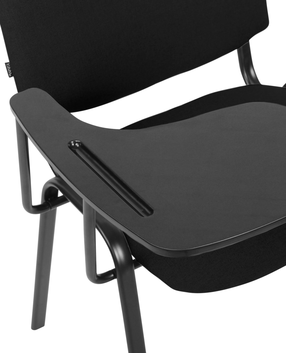 Besucherstuhl mit Füßen aus Metall und Sitz aus Stoff schwarz -