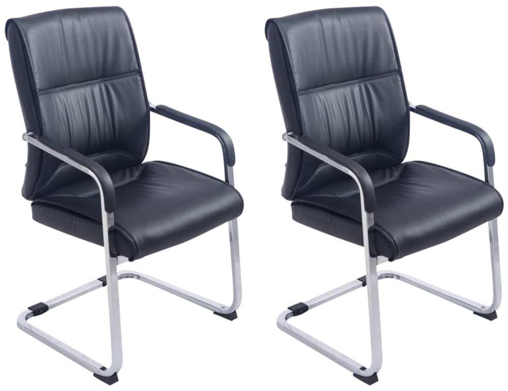 CLP 2er Set Freischwinger mit Metallgestell Sitz aus Kunstleder schwarz style modern - Pvc - Polyvinlychlorid