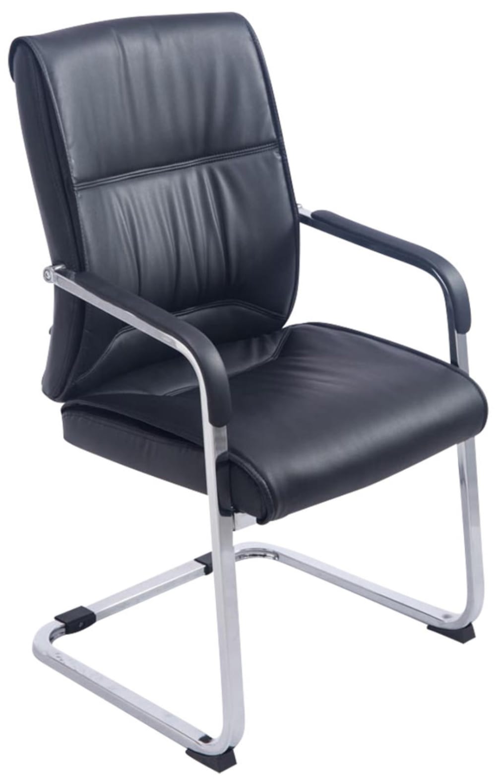 2er Set Freischwinger mit Metallgestell Sitz aus Kunstleder