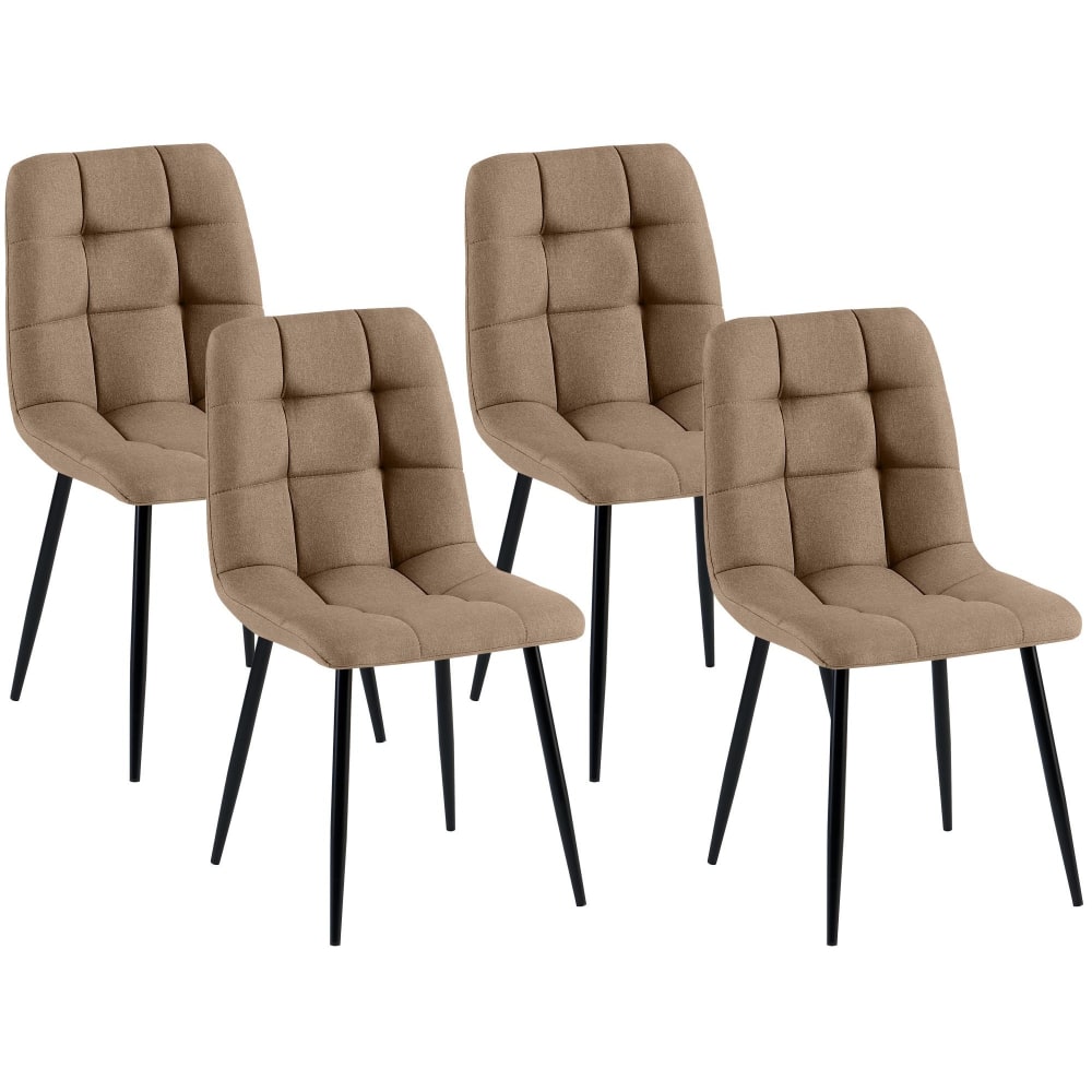 4er Set Esszimmerstühle mit Fußgestell aus Stoff taupe - Maisons