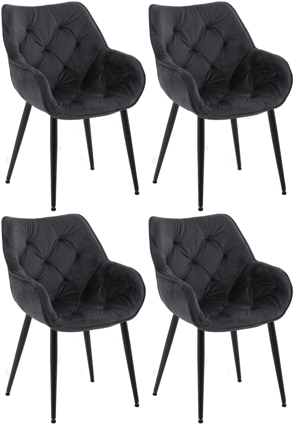 CLP 4er Set Stühle mit Metallgestell und Sitz aus Samt schwarz style modern - Samt
