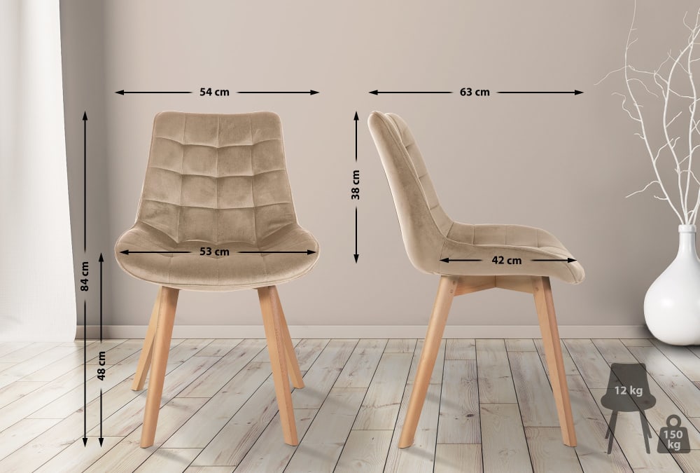 2er Set Esszimmerstühle mit Sitz aus Samt braun - Maisons Du