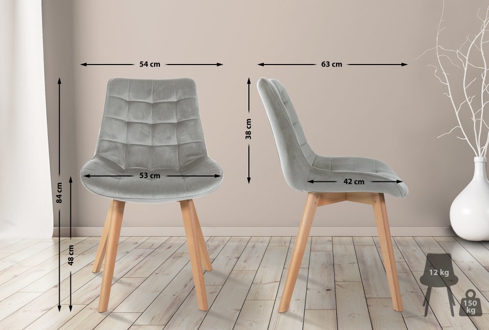2er Set Esszimmerstühle mit Sitz aus Samt grau - Maisons Du Monde