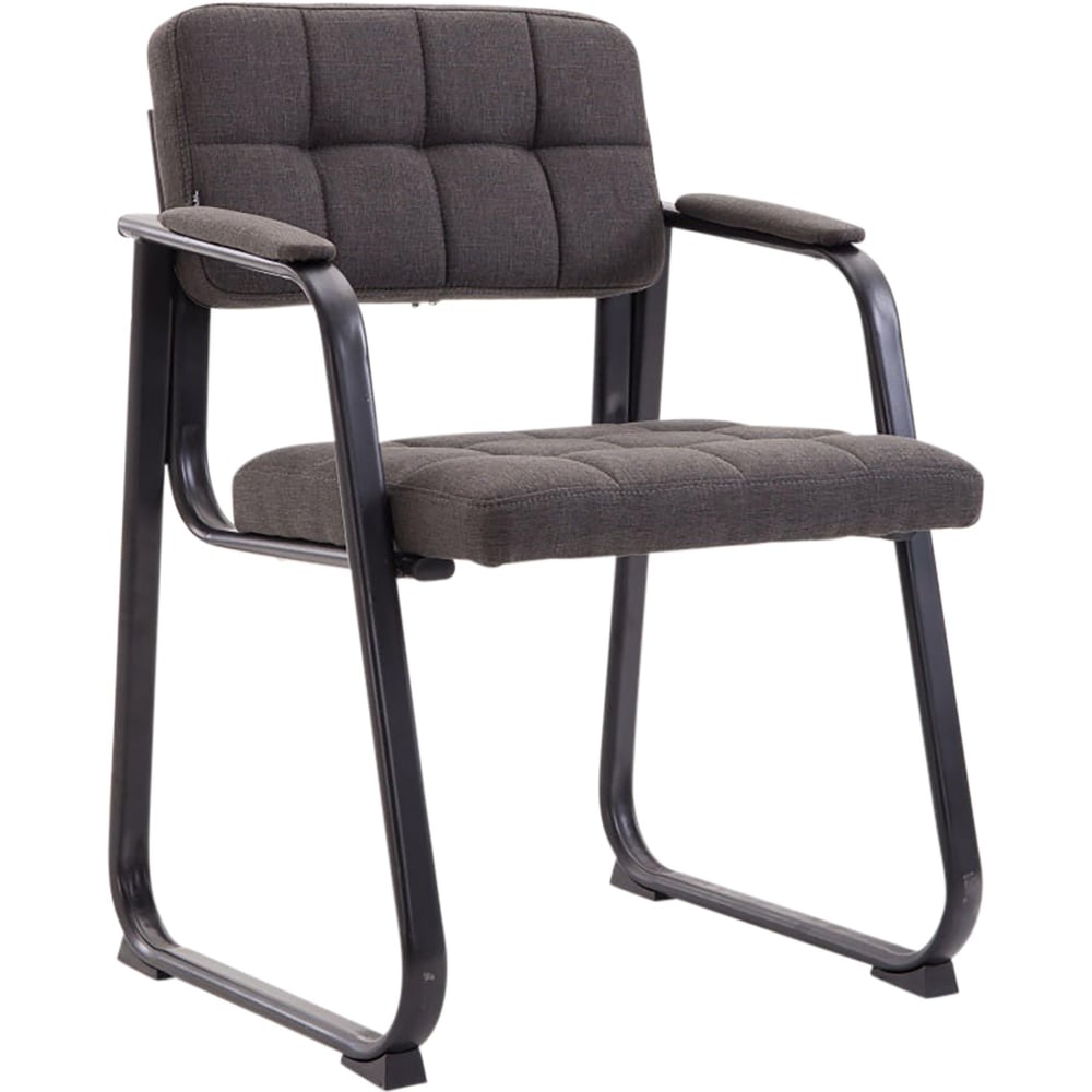 Chaise avec dossier ajouré et accoudoirs en stoff gris foncé