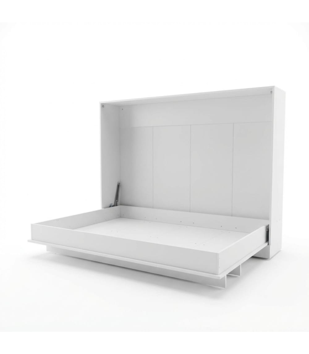 Lit escamotable horizontal mélamine blanc 135x200cm