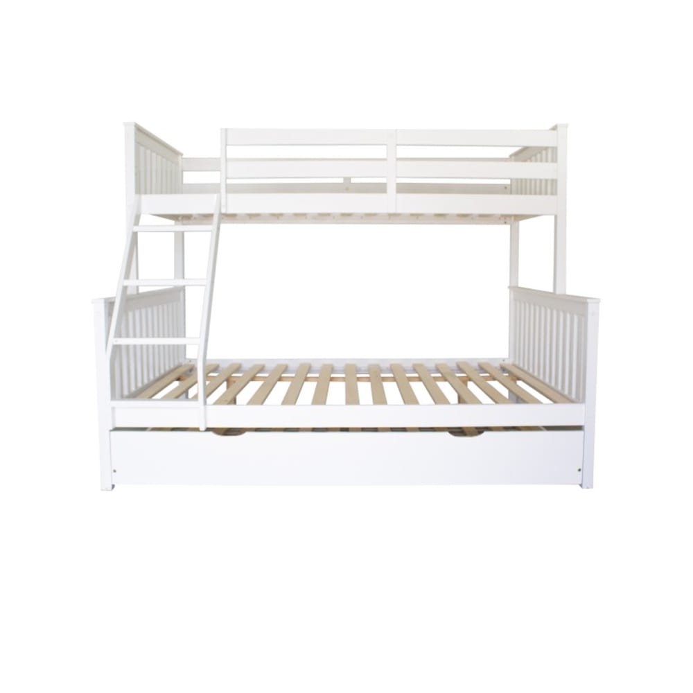 MueMue Etagenbett + Ausziehbett Holz weiß 135x190/90x190cm Holz Baby