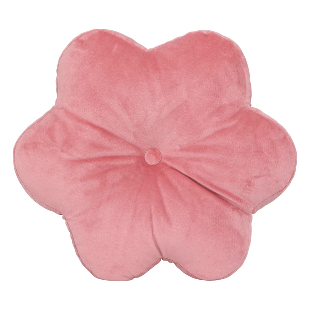 Coussin forme de fleur polyester rose 38 x 38