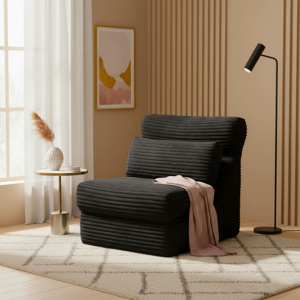 Fauteuil lounge modulable noir en tissu texturé