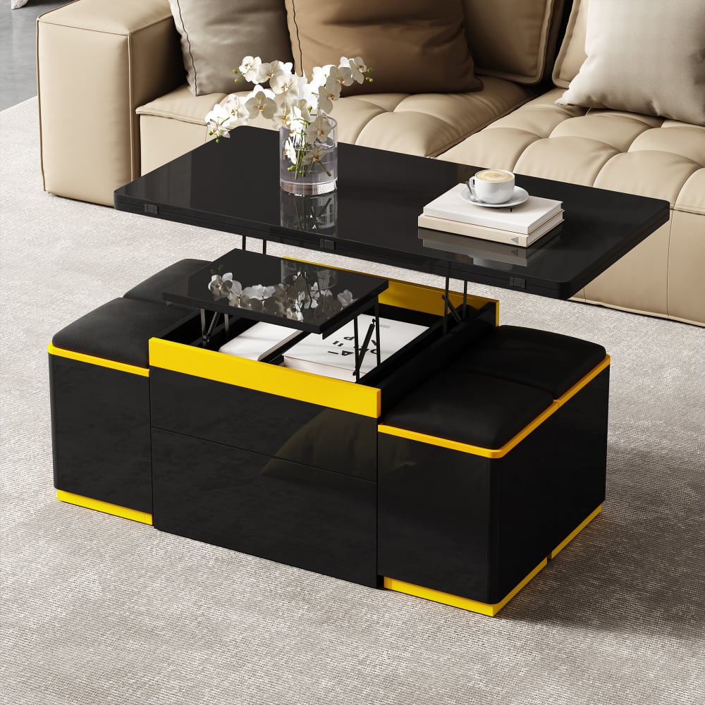 Couchtisch aus MDF mit Klapp- und Hebefunktion 100x50x43 cm,
