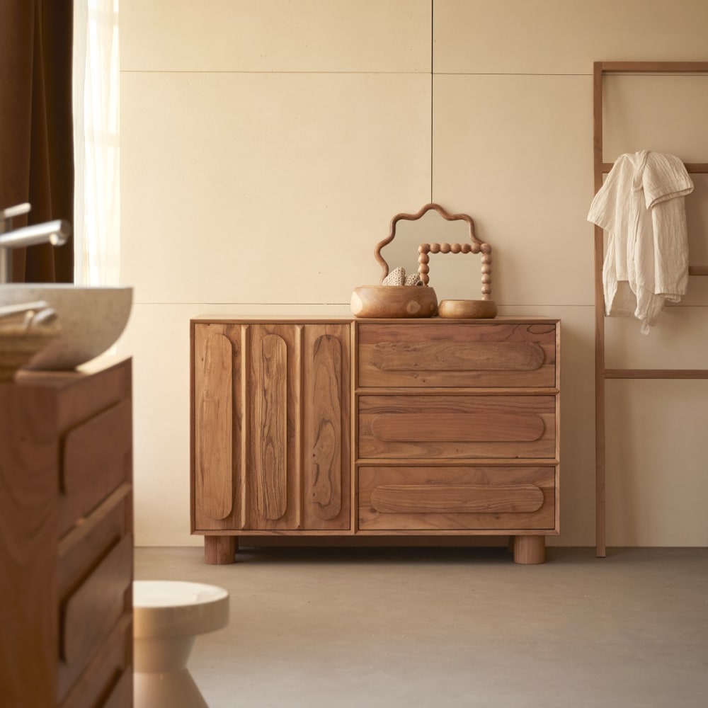 Tikamoon Aufbewahrungsmöbel aus massivem Akazienholz 120 cm style exotic Beige