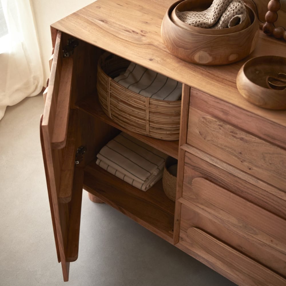 Aufbewahrungsmöbel aus massivem Akazienholz 120 cm - Maisons Du