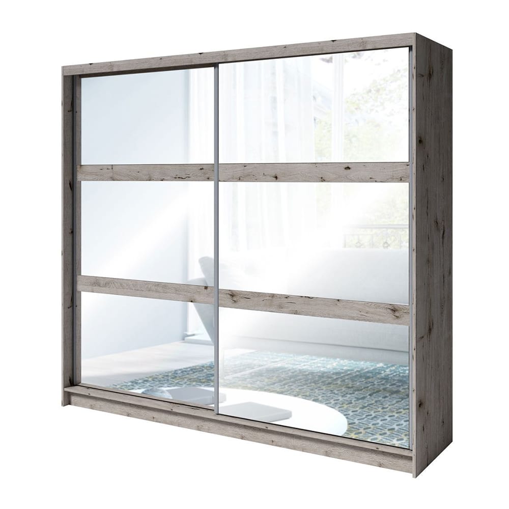 Feldmann-Wohnen Schwebetürenschrank modern, Spanplatte 230x62x215cm, wellington eiche style modern Braun Spanplatte