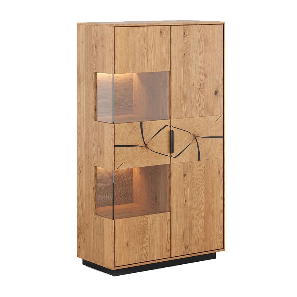 Feldmann-Wohnen Vitrine mit Glastür aus Massivholz 83x39x147cm, eiche natur style modern Braun