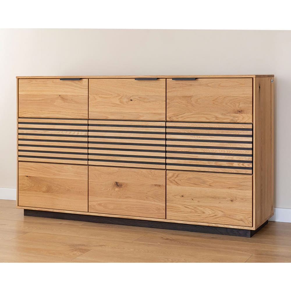 Kommode mit Türen aus Massivholz 154x39x84cm, eiche natur -