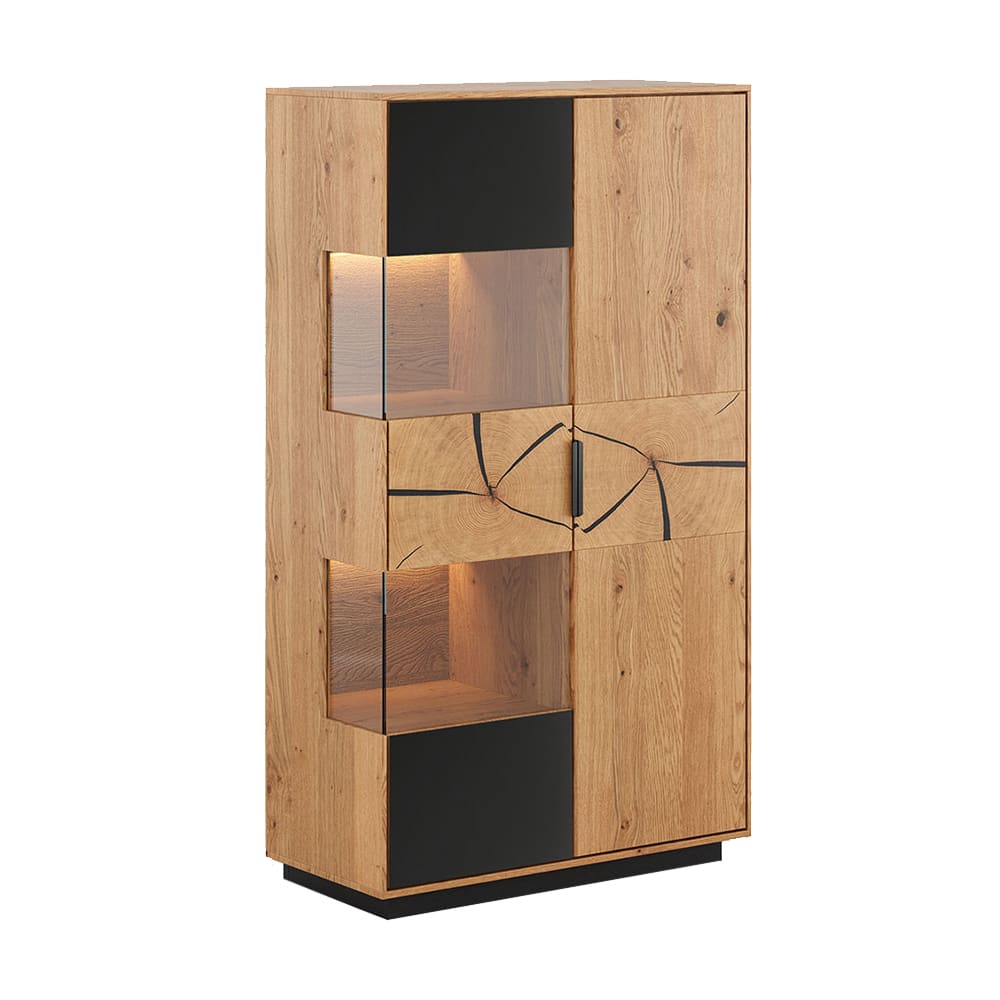 Feldmann-Wohnen Vitrine mit Glastür aus Massivholz 83x39x147cm, eiche natur style modern Braun