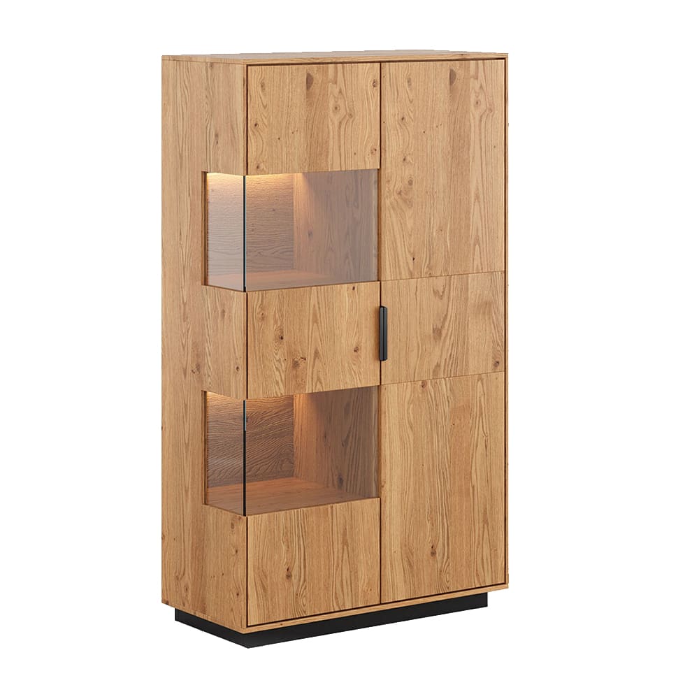 Feldmann-Wohnen Vitrine mit Glastür aus Massivholz 83x39x147cm, eiche natur style modern Braun