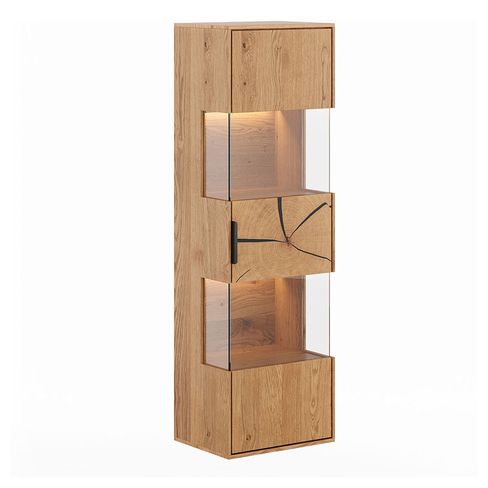 Feldmann-Wohnen Hängevitrine mit Beleuchtung aus Massivholz, 43x33x142cm, eiche natur style modern Braun