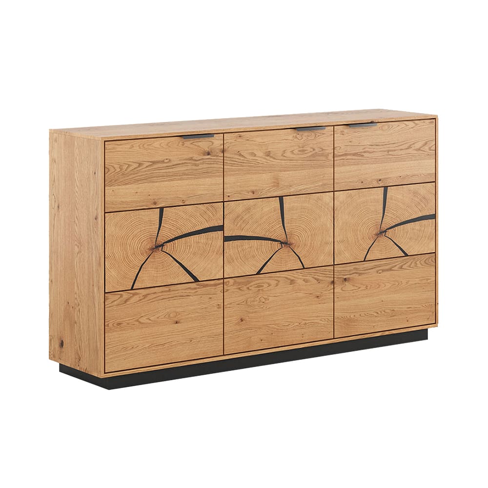 Feldmann-Wohnen Kommode mit Türen aus Massivholz 154x39x84cm, eiche natur style modern Braun