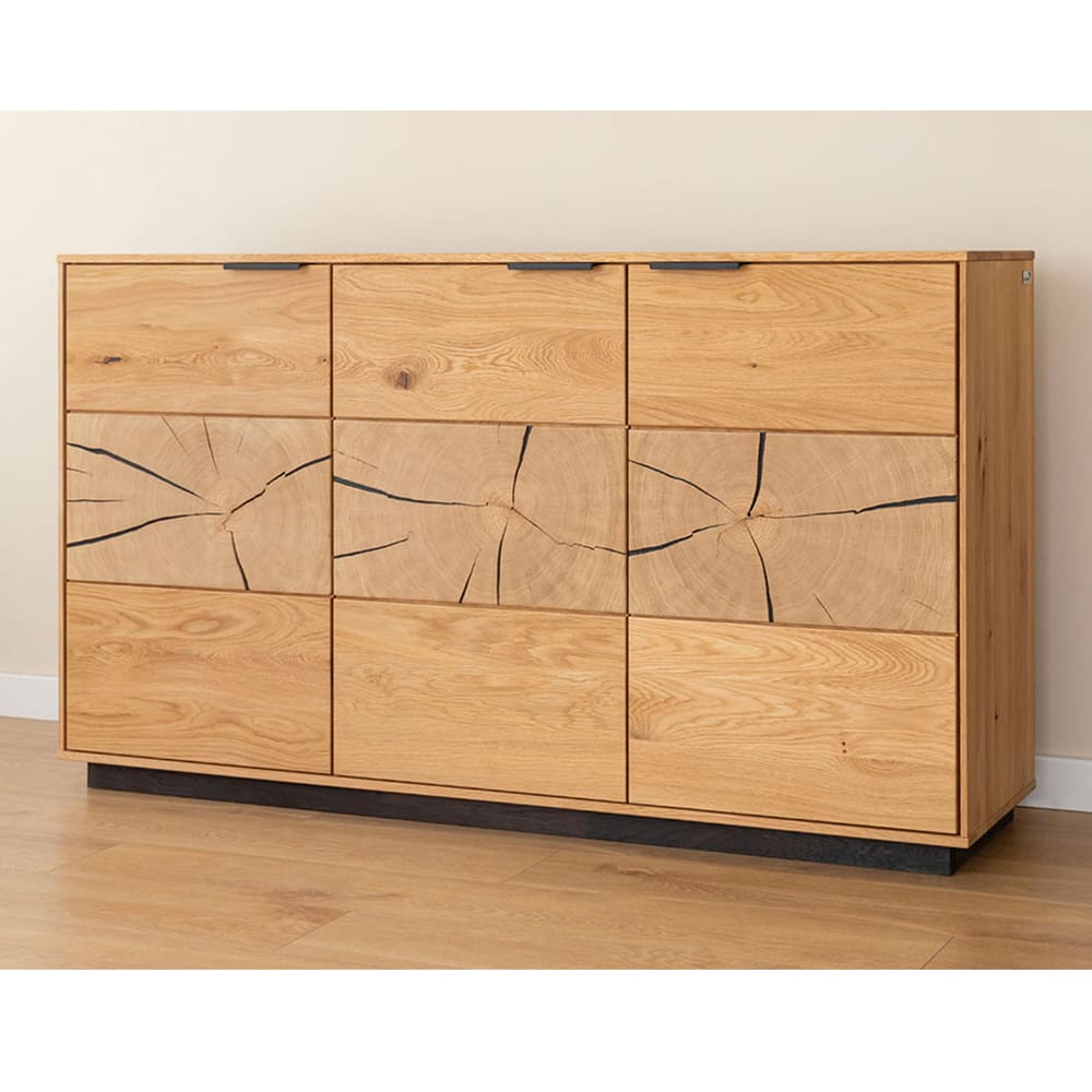 Kommode mit Türen aus Massivholz 154x39x84cm, eiche natur -