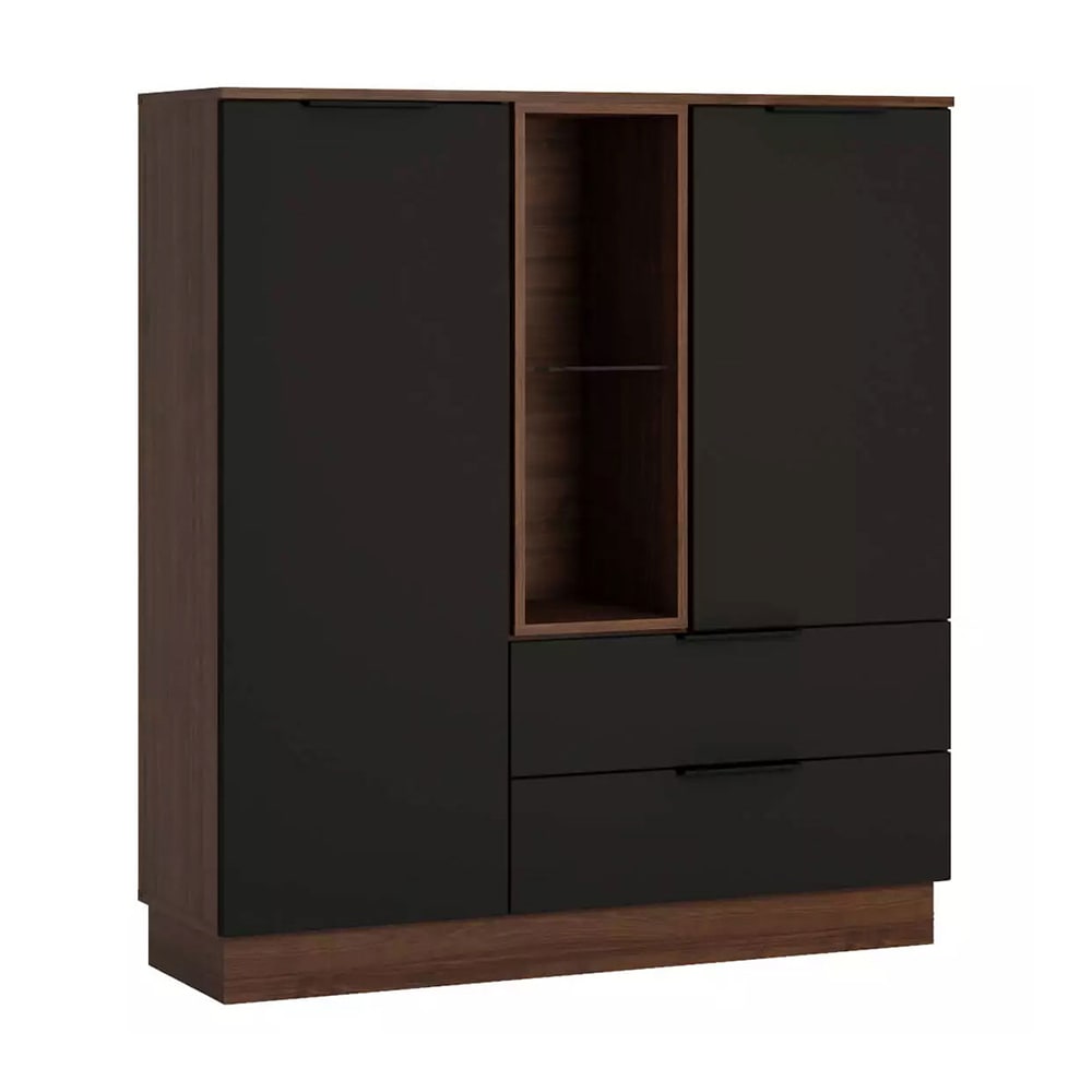 Feldmann-Wohnen Highboard mit Schubladen aus Spanplatte 120x38x135,7cm, walnuss style modern Braun Spanplatte