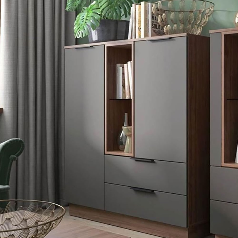 Highboard mit Schubladen aus Spanplatte 120x38x135,7cm, walnuss -