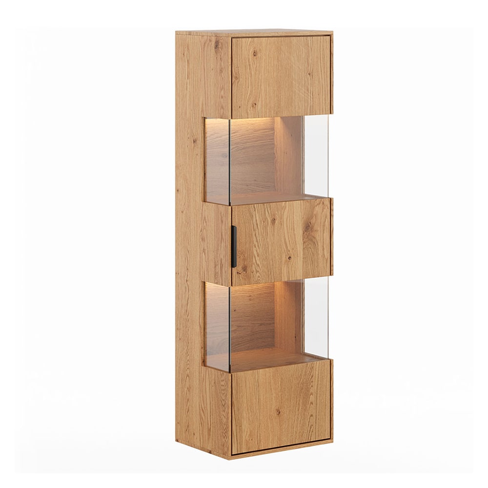 Feldmann-Wohnen Hängevitrine mit Beleuchtung aus Massivholz, 43x33x142cm, eiche natur style modern Braun