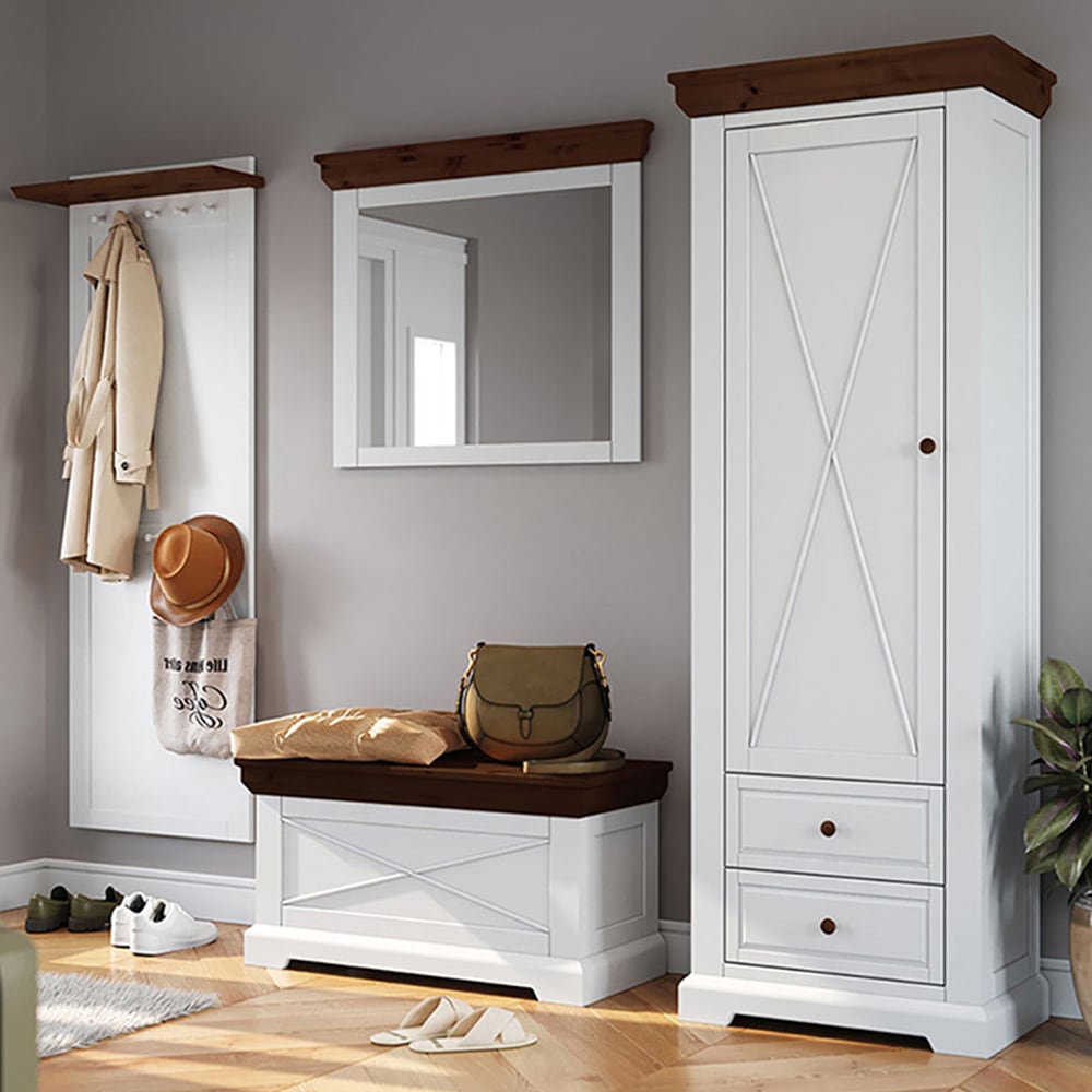 Wandspiegel modernes Design aus Glas 109x5x81cm, weiß - Maisons