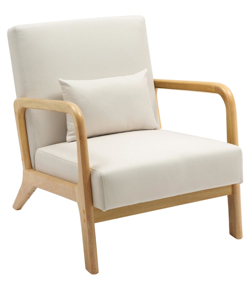 Fauteuil avec pieds en holz crème