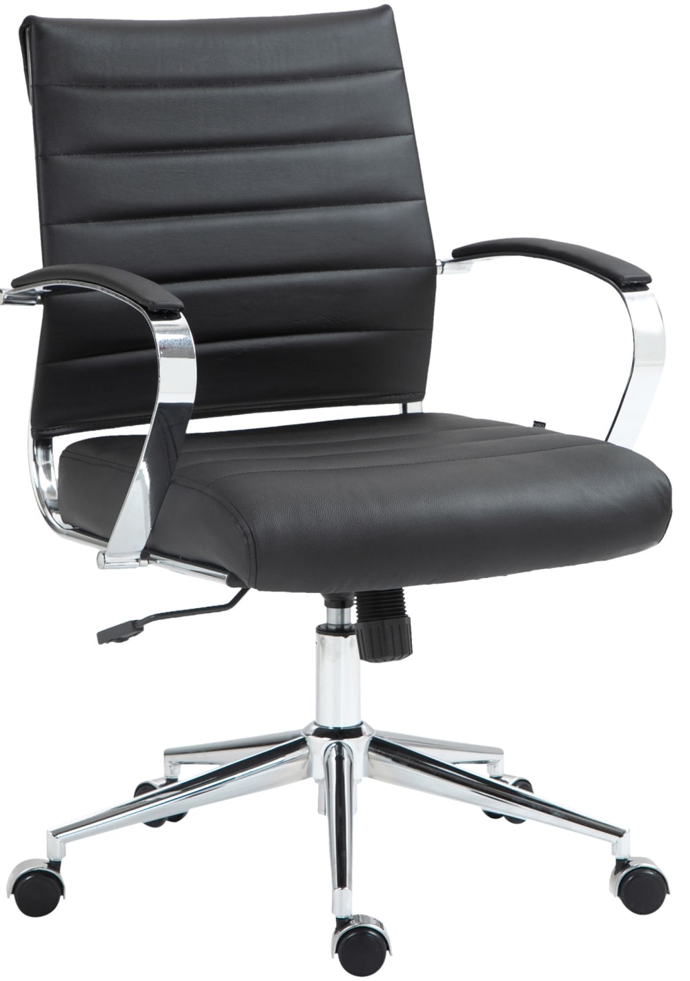 Chaise de bureau Pivotant en cuir et croûte de cuir Noir