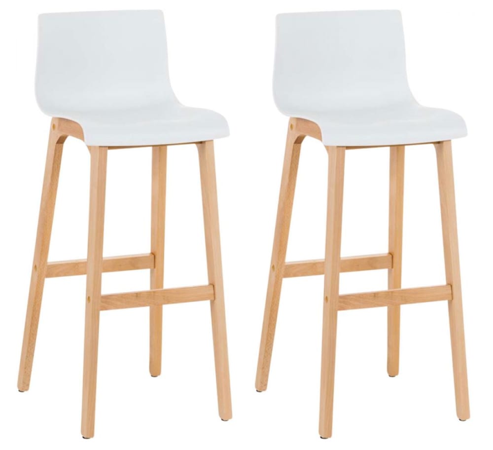 Lot 2 Tabourets bar avec - bois blanc