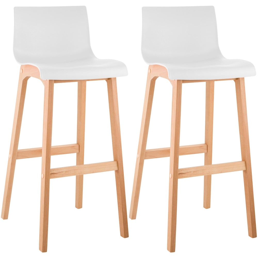 Lot 2 tabourets bar avec pieds en bois en holz blanc
