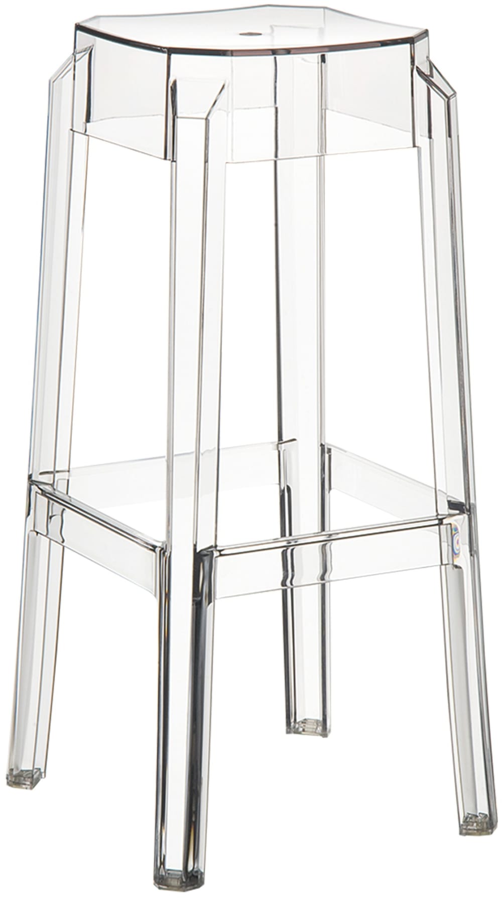 Tabouret de bar empilable avec repose-pieds en résine Transparent