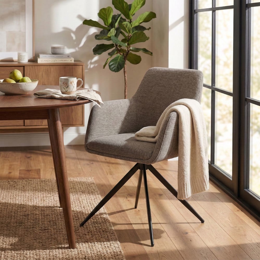 CLP Esszimmerstuhl drehbar aus Stoff taupe style modern Grau Stoff