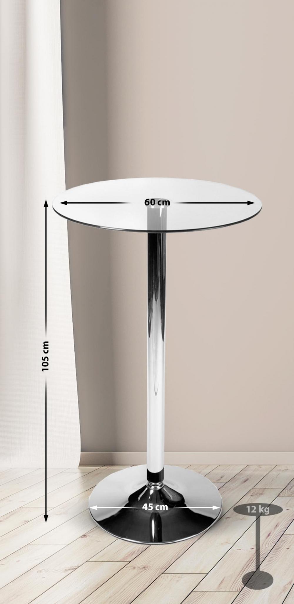 Table haute pour 4 personnes en verre Verre clair