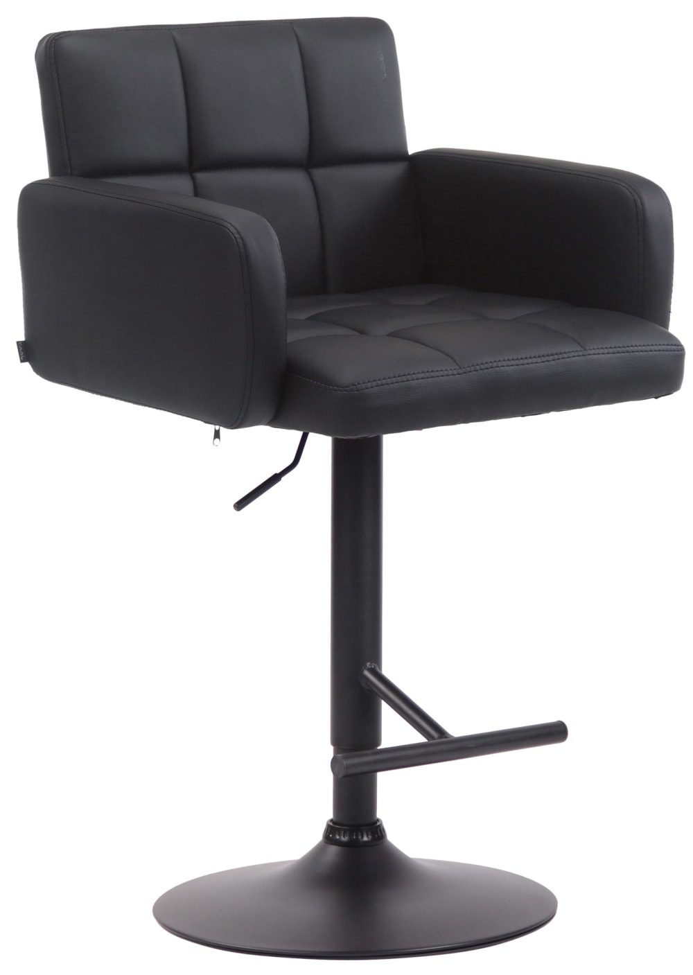 Tabouret de bar réglable pivotant en pvc et synthetique Noir