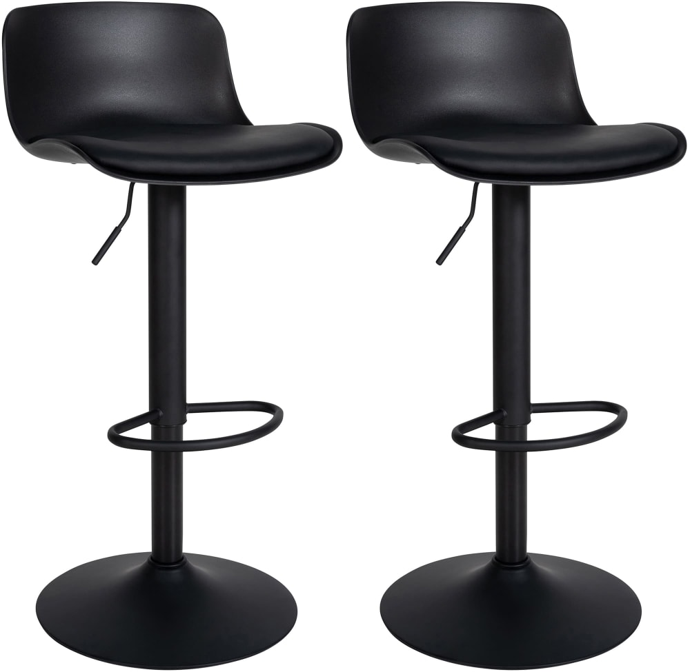 Lot de 2 Tabouret de bar réglable Pivotant en similicuir Noir