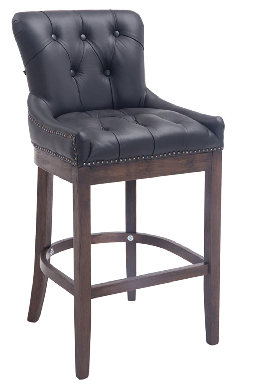 Lot 2 tabourets de bar avec pieds en bois assise en similicuir Noir