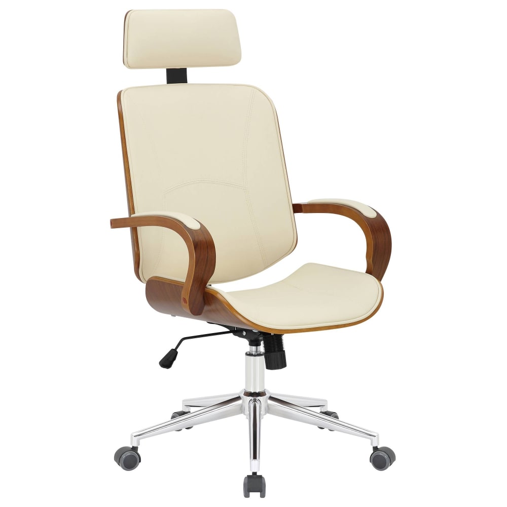 Chaise de bureau pivotant en pvc und synthetik noyer / crème