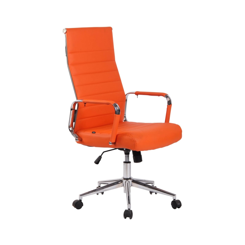 Chaise de bureau réglable pivotant en pvc und synthetik Orange