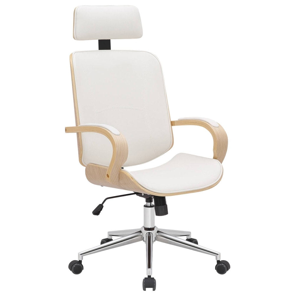 Chaise de bureau pivotant en pvc und synthetik nature / blanc
