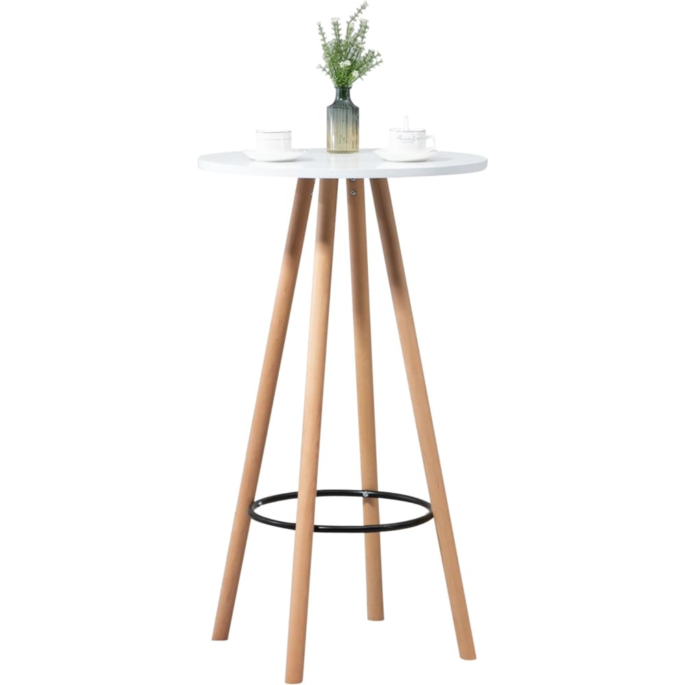 Table haute avec plateau et pieds en holz nature / blanc Table haute avec plateau et pieds en holz nature / blanc