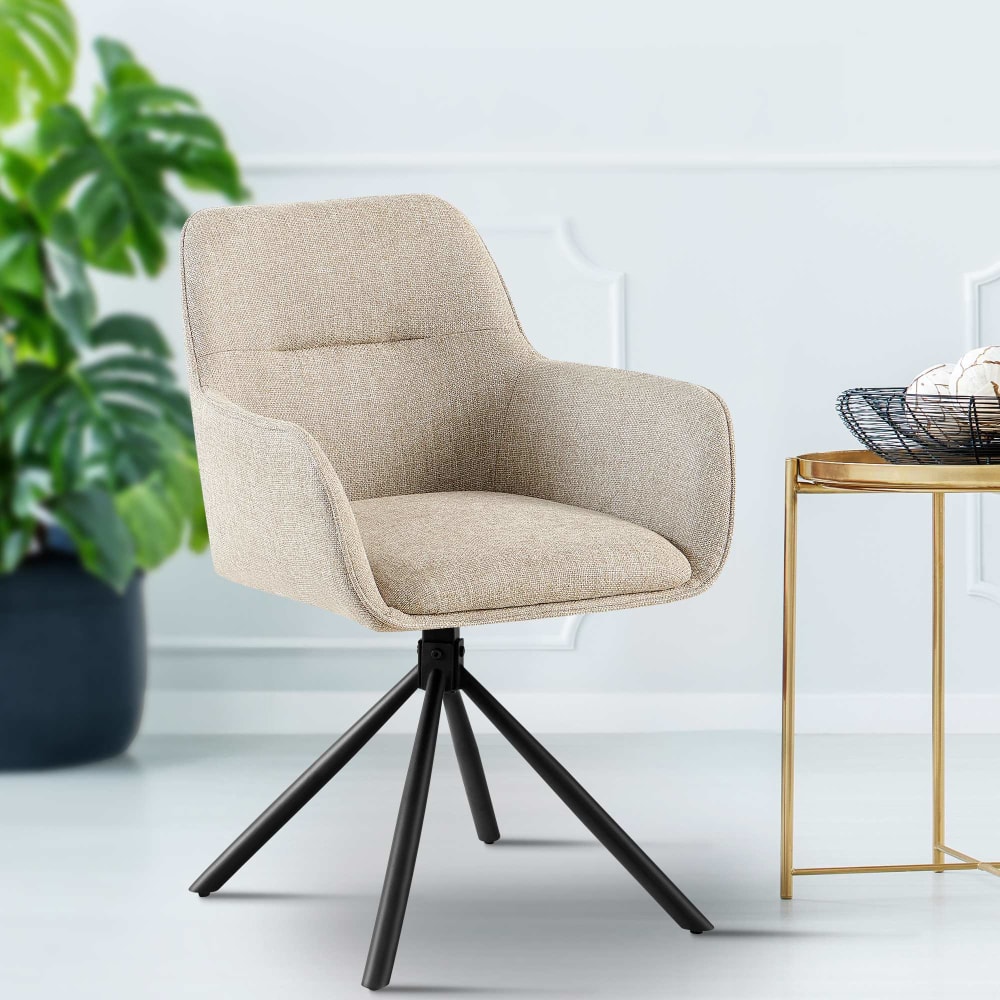 CLP Esszimmerstuhl drehbar aus Stoff taupe style modern - Stoff