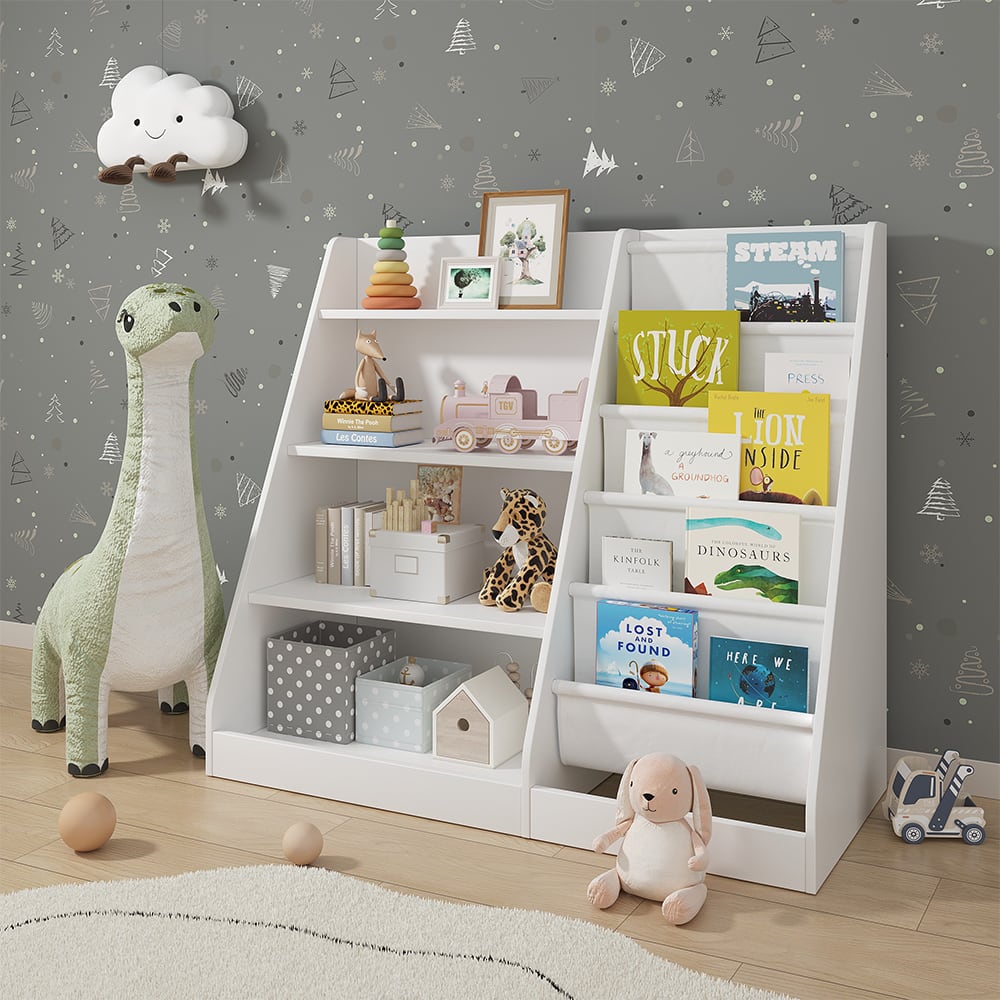 Kinderregal mit großen Ablagen, Weiß 90 x 80.5cm - Maisons Du