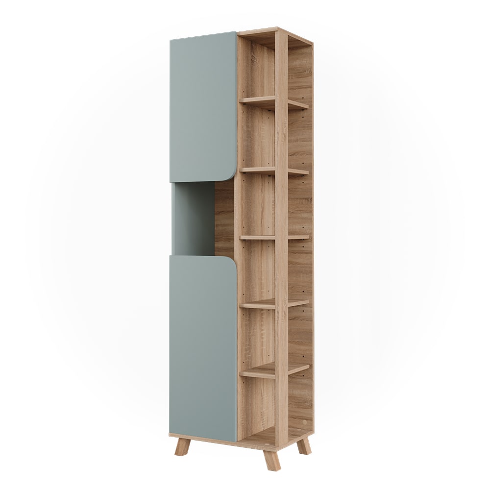Vicco Badschrank mit 2 Türen Sonoma/Blau 50x175cm style modern Braun Spanplatte