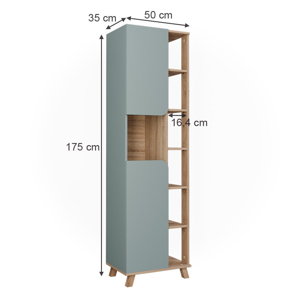 Badschrank mit 2 Türen Sonoma/Blau 50x175cm - Maisons Du Monde