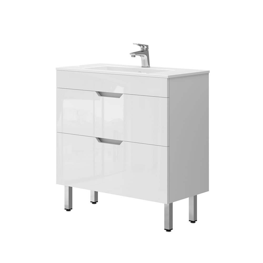 Vicco Waschbeckenunterschrank 2-teilig Weiß 80x81.5cm style modern Weiß Spanplatte